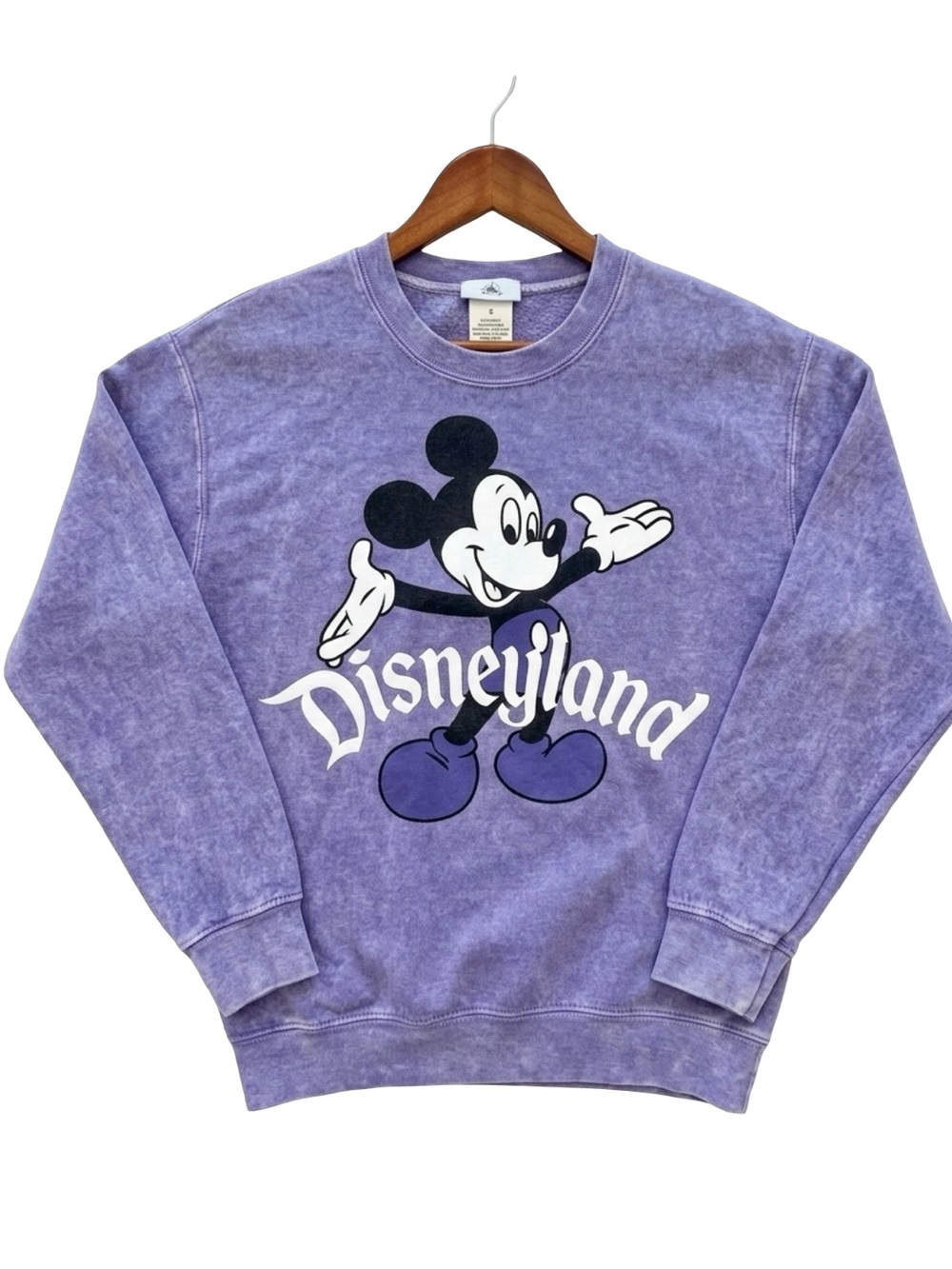 Disney Parks purple acid wash retro Mickey Disneyland crewneck sweatshirt SM